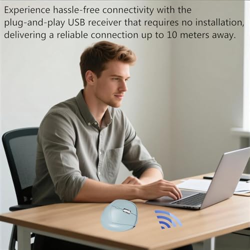 Wireless Ergonomic Vertical Mouse - Silent Clicks, Comfortable Grip & Carpal Tunnel Relief - Ideal for Office Work, Home Use & Multi-Device Compatibility (Green)