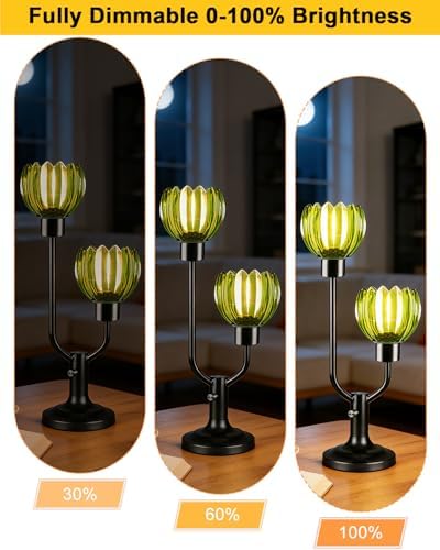 Lightdot Vintage Green Flower Table Lamp Bulbs Included Dimmable Glass Lamp
