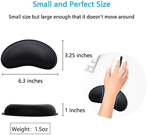 Dapesuom Mouse Wrist Rest, Ergonomic Memory Foam Mouse Wrist for Computer Desk Mats Support, PU Leather Hand Rest Pad Cushion for Gaming, Laptop, Men, Women, Pain Relief & Easy Typing, Black