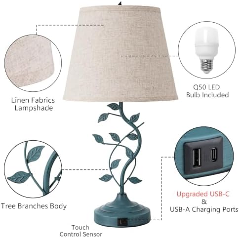 Kakanuo Touch Lamps for Nightstand, Bedside Lamp for Bedroom, Rustic Lamp