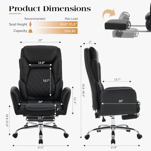 Big and Tall Executive Criss Cross Office Chair with Footrest Flip Armrest