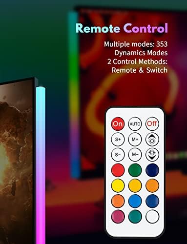 JUSJUBR 2PC RGB Under Monitor Light, Gaming Light with 353 Color Modes, LED Desk Light with Remote Control for Room/Monitor/PC Gaming Setup