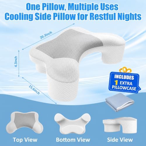 Side Sleeper Pillow with Arm Hole, Ergonomic Pillow, 1 Extra Pillowcase