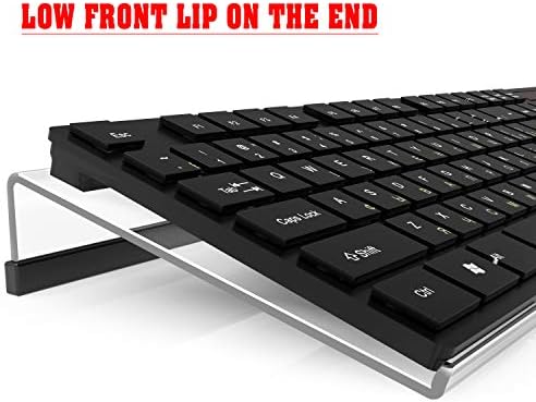KOTEMON Acrylic Tilted Computer Keyboard Stand for Ergonomic Typing, Keyboard Tray Holder with Silicone Non-Slip Case, Clear