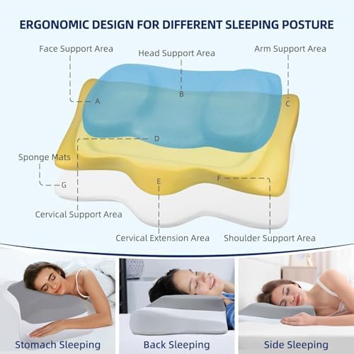 ABLEGRID Dual-Layer Memory Foam Cervical Neck Support Pillow,Contour Cooling Gel Pillow for Neck Shoulder Pain Relief,Ergonomic Orthopedic Adjustable Deep Sleep Bed Pillow for Side,Back,Stomach Sleep