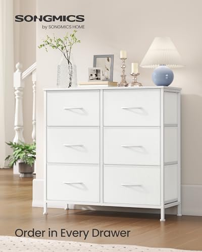 SONGMICS Dresser for Bedroom, Tall Dresser with 6 Fabric Drawers