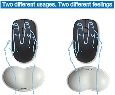 BRILA Ergonomic Silicone Mouse Wrist Rest, Cooling Silica Gel PU Leather Mouse Wrist Support Pad for Office Work and Laptop Computer Gaming (White Leather)