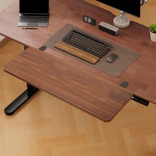 Generic Desk Extender Tray Armrest Keyboard Foldable Clamp on Desk Extension Computer Table Organizer Shelf Wrist Support Wood and Metal Suitable for, Brown