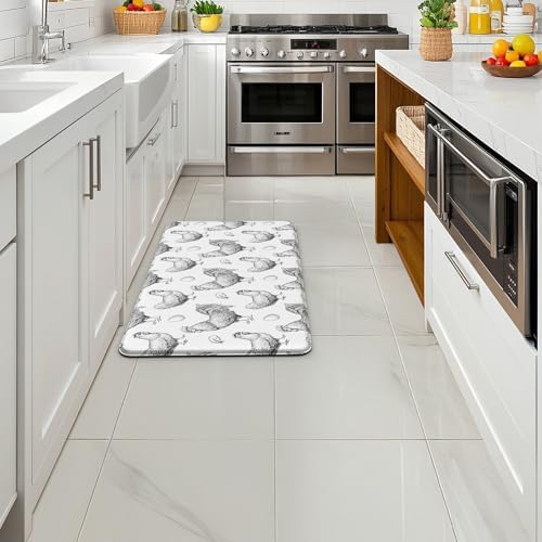 Farmhouse Chicken Kitchen Decor Mat, Cushioned Anti Fatigue Non-Slip