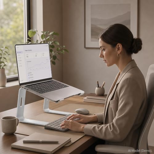 Orionstar Ergonomic Laptop Stand, Aluminum Riser, 10-15.6",Silver