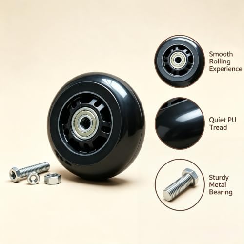 3 inch Chair PU Universal Wheel 24mm Wide 75mm Flat Universal Wheel, Roller Bearing Office Chair Storage Car Roller Car Supermarket Cart Luggage Case Small Furniture.