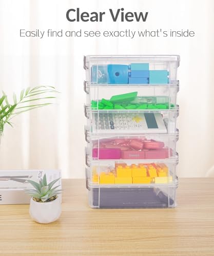 Sooez 6 Pack Extra Large Pencil Box, Plastic Pencil Case Crayon Box
