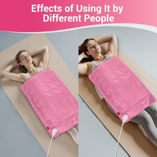 Comfytemp Weighted Heating Pad 17"×33" for Full Back & Leg, Extra Large Electric Heat Pad, Birthday Days Gifts for Mom Women Men Dad, Full Body Heated Pad with Ceramic Bead Filling, Pink