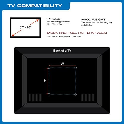 QualGear Heavy Duty Fixed TV Wall Mount for 37" to 70" Flat Panel and Curved TVs, Black (Qg-TM-030-Blk) [UL Listed]