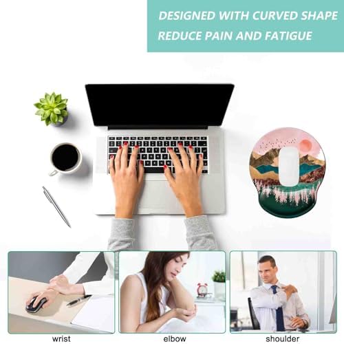 Mouse Pad with Wrist Support, Ergonomic Mouse Pad with Memory Foam Wrist Rest Cushion, Non-Slip Rubber Base Gaming Mice Pad for Home Office Computer Laptop, Sunrise