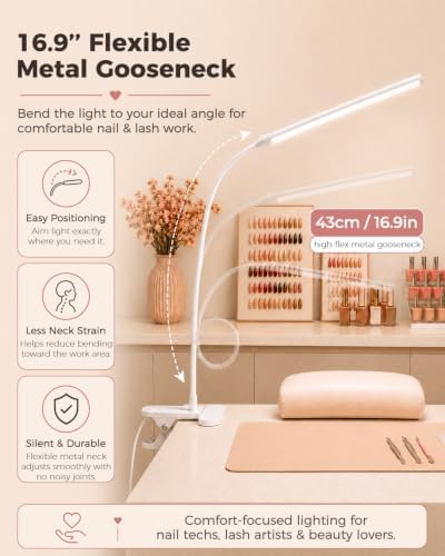 Nail Light for Desk, Clip On Clamp Table Puzzle Craft Lash Tech Lamp