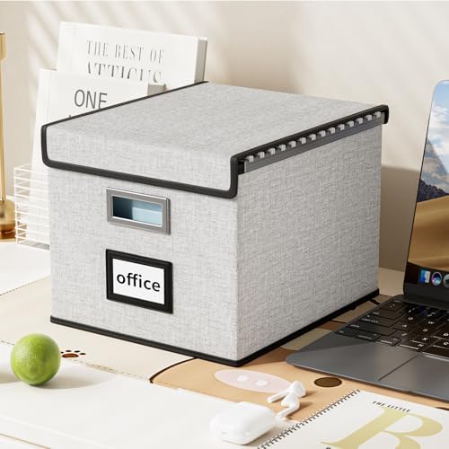File Organizer Box with Lids, Collapsible File Folder Organizer