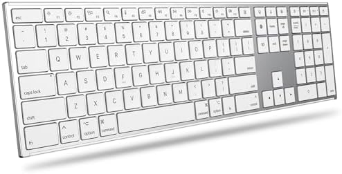 OMOTON Full Size Wireless Keyboard for Mac, Metal Frame, Silver