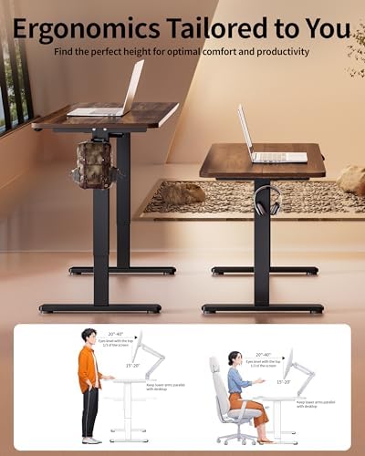 BIZUM Electric Standing Desk 60 x 24 Inch Computer Desk-Gaming Desk Dark Walnut Home Office Desks Height Adjustable Memory Stand Up Computer Workstation