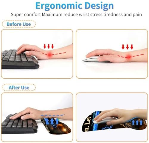 3-in-1 Ergonomic Memory Foam Keyboard Wrist Rest Pad Set, Raccoon