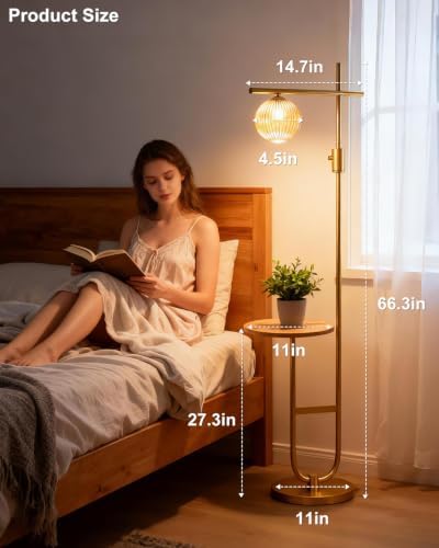 66-Inch Floor Lamp with Table Dimmable Corner Reading Lamp G9 Bulb Included