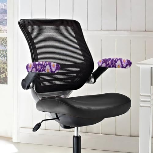 Daisy Printed 2 Piece Office Chair Arm Rest Cover, Removable Stretch Gaming Chair Arm Rest Covers Protectors with Elastic Band, Washable Home Decorative Accessories