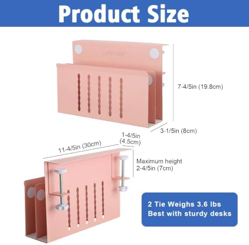 LUKETURE Desk Side Storage, 2 Tie Laptop Holder No Drill Clamp On Organizer