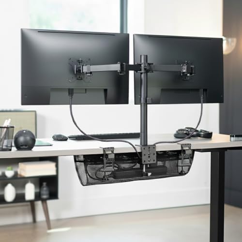 VIVO Black Clamp-on 24 in Mesh Net Cable Management Holder, DESK-AC24MH