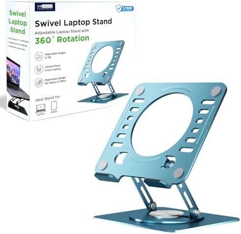 Uncaged Ergonomics Laptop Stand for Desk Riser/360° Swivel (Ocean Blue)