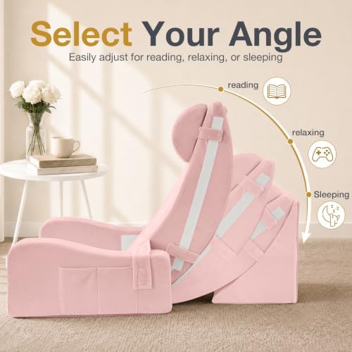 Sasttie 15-25 inch Adjustable Reading Pillow with Armrests, Pink