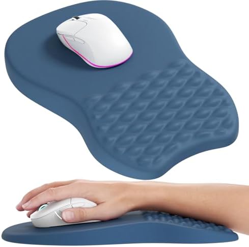 MROCO Ergonomic Mouse Pad with Wrist Support, 11.8 x 7.8 in, Navy Blue