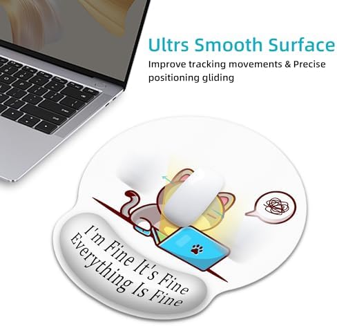Working Cat Ergonomic Mouse Pad with Wrist Rest for Desk Work Office