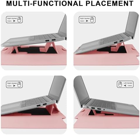HoYiXi 13.3'' /13.6'' Laptop Sleeve Case PU Leather with Stand Compatible with MacBook Pro 14/MacBook Air 13(M1 M2)/ASUS Vivobook 14/Dell XPS 13/ASUS Matebook,13-14'' Laptop Bag,Pink