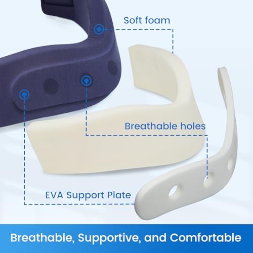 Velpeau Enhanced Neck Brace for Neck Pain and Support, Sleep Apnea, Blue L