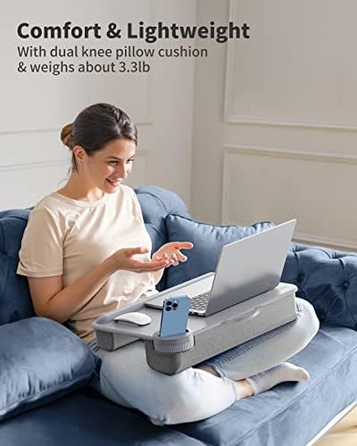 SAIJI Laptop Lap Desk with External Monitor Holder Fits Up to 17" Laptops