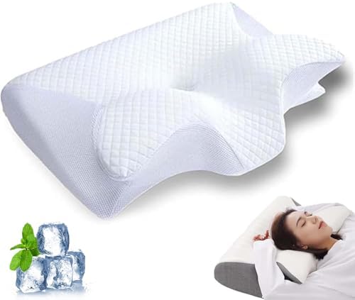 Cervical Pillow, Ergonomic Sleep Pillows, Cervical Neck Traction Pillows, CervicalPillow for Neck Pain Relief, Side Sleeper Pillows with CervicalNeck Support (White)