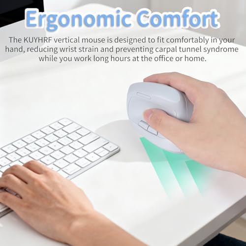 Bluetooth Wireless Vertical Mouse - Ergonomic Design, Rechargeable with Type-C, Silent Operation for Office and Home Use, Ideal for Professionals & Students (Blue)