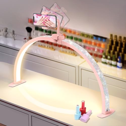Yokilly Half Moon Light for Nail Desk: 29" Foldable Nail Light for Desk