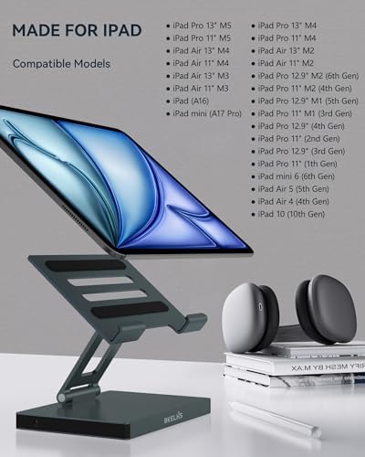 2026 iPad Pro USB C Hub Stand, Adapter for iPad Pro M5 M3 M4 13 12.9 11 Inch iPad Air Docking Station 4K 60Hz HDMI, SD/TF Card Reader, 3 USB 3.0 Port, 3.5mm Audio, iPad mini A16 Galaxy Tablet Dock