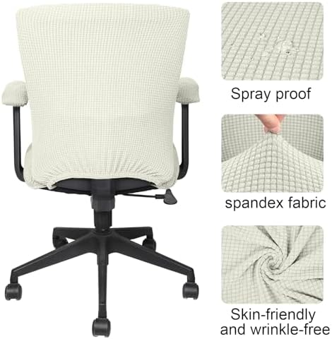 Tallew 4 Pcs Office Chair Covers Stretchable Armrest Seat,XL,Cream White