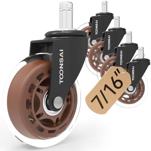 3 Inch Office Desk Chair Wheels Replacement, Stem 7/16-7/8,(Brown)