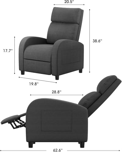 Homall Recliner Chair, Recliner Sofa Fabric for Adults, Grey Recliners