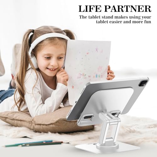 OCYCLONE iPad Stand, 360° Rotating iPad Tablet Stand Holder for Desk, White