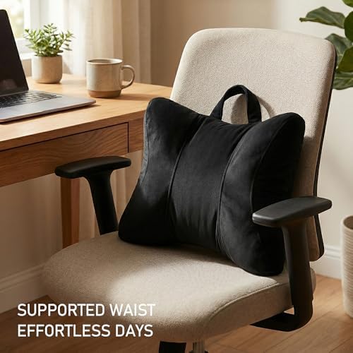 Lumbar Pillow for Car Seat and Office Chair, Classic Black