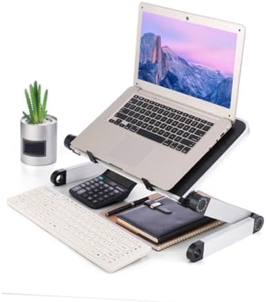 Housoutil Adjustable Height Laptop Stand Black Collapsible for Tablet Laptop Holder Ventilated Design Sturdy Sandblasted Aluminum Stand