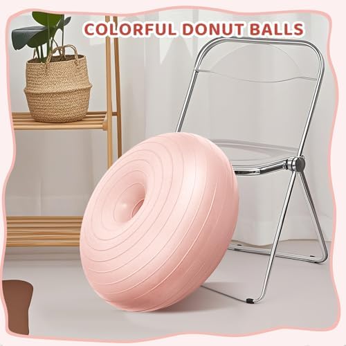Lewtemi 1/2/3 Pcs Flexible Seating for Classroom Elementary 20 Inch Yoga Ball Chair for Kids Wobble Chair for Sensory Kids Large Donut Ball Seats with Inflator for School Office