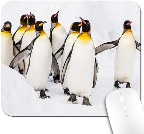 9.5x7.9 Inch Office/Gaming Mouse Pad, Group of Emperor Penguins On A Snowy Landscape Cute Anti-Slip Mat for Desk
