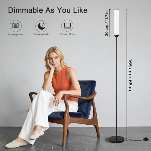 Ambimall LED Floor Lamps with Remote Control Set of 2, Foot Switch, Black