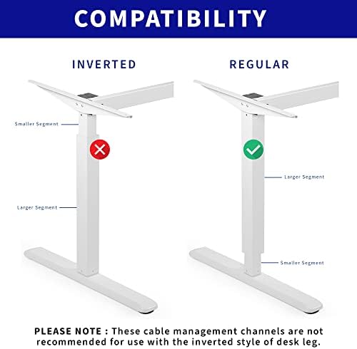 VIVO White 14 inch Cable Management Channel for Desk Leg, DESK-AC01-1MW