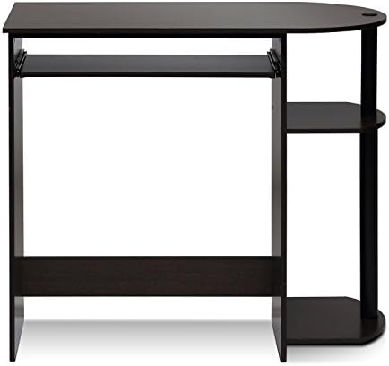 Furinno Simplistic Easy Assembly Computer Desk, With Keyboard Tray, Dark Brown/Black